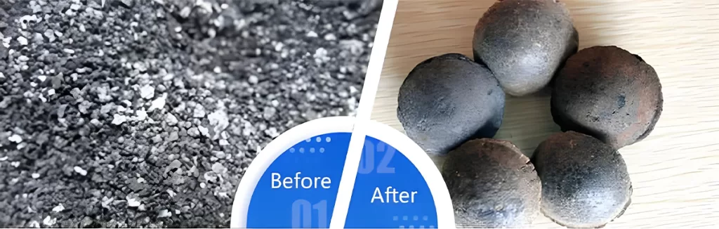 Comparison of coal powder before and after briquetting