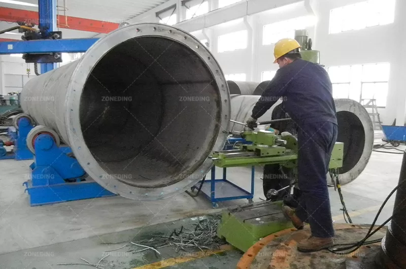 Engineer is working on the rotary dryer