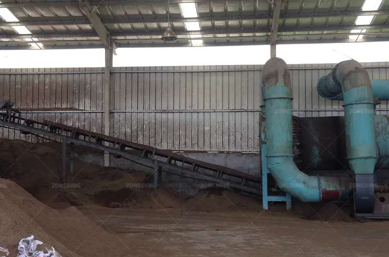 Rotary dryer works with belt conveyor