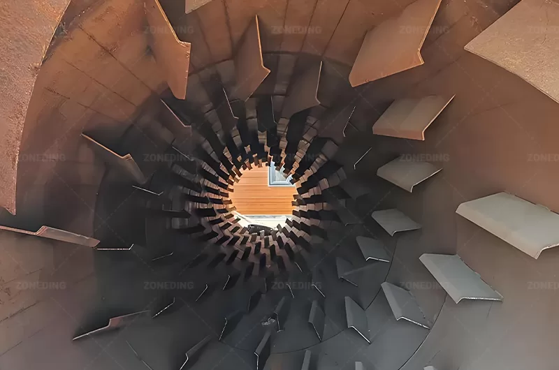 Palm fiber dryer internal structure