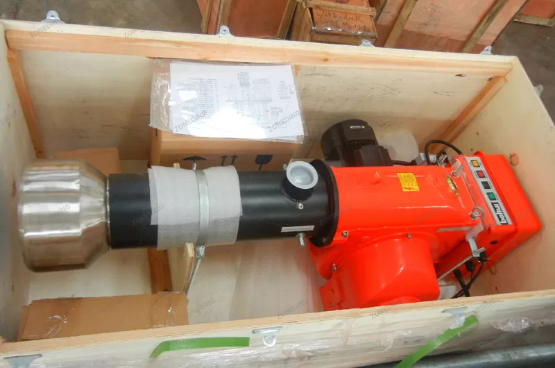 Well-insulated industrial dryer with efficient burner system 