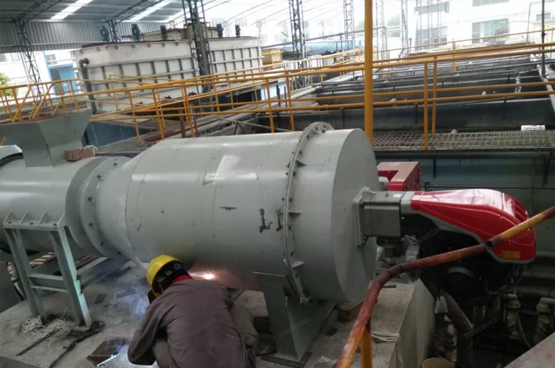 Burner installation for rotary dryer