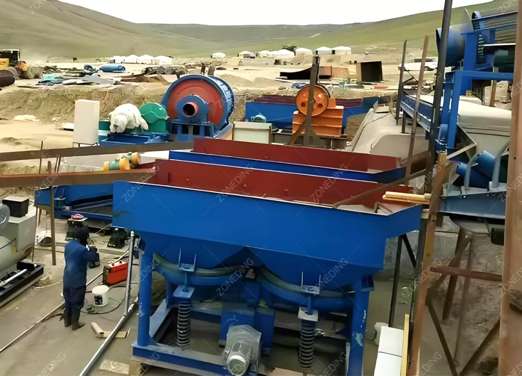 Jig machine for barite gravity separation