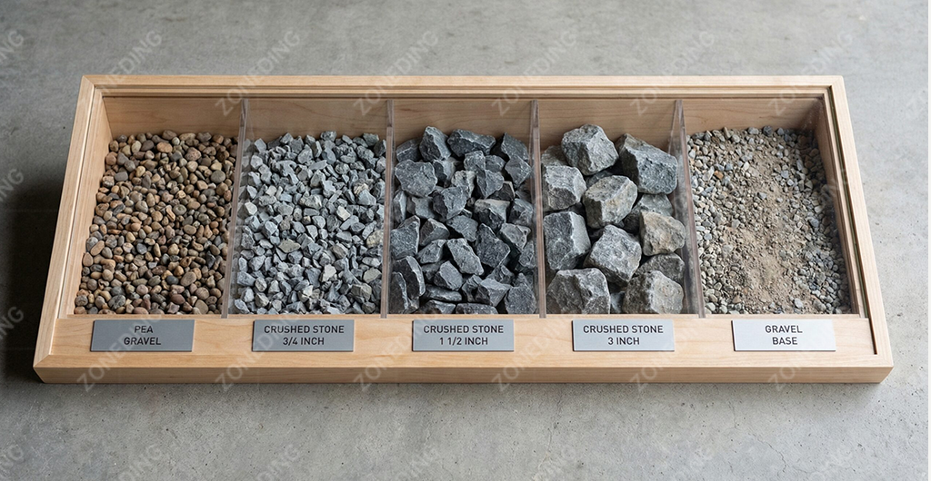 crushed stone with different sizes