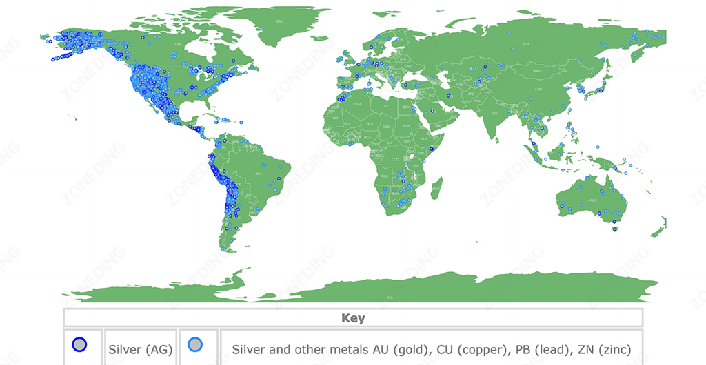 silver ore deposits map
